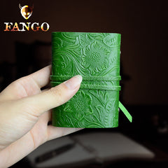 Handmade Leather Floral Mens Cool billfold Wallet Card Holder Small Card Slim Wallets for Men