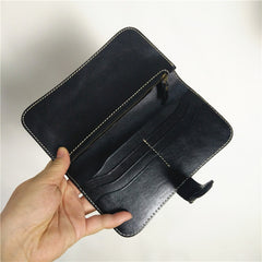 [On Sale] Handmade Vintage Mens Leather Long Wallets Cool Long Wallet for Men - iwalletsmen
