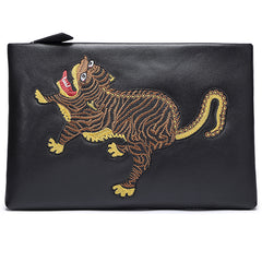 Handmade Leather Mens Clutch Cool Slim Wallet Zipper Clutch Wristlet Wallet for Men - iwalletsmen