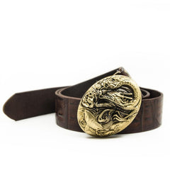 Handmade Genuine Leather Punk Rock Western Country Carp Chinese Dargon Mens Cool Men Biker Trucker Leather Belt