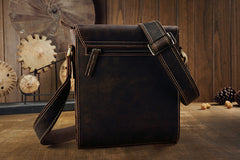 Genuine Leather Mens Messenger Bag Vertical iPad Shoulder Bag For Men