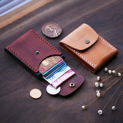 Cool Wooden Leather Mens Wallet Small Card Holder Handmade Coin Wallet for Men - iwalletsmen