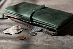 Handmade Leather Mens Clutch Wallet Cool Leather Wallet Long Phone Wallets for Men