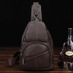 Cool Leather Mens Sling Bag Sling Shoulder Bags Sling Backpack Chest Bag for men - iwalletsmen