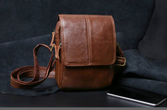 Genuine Leather Mens Cool Messenger Bag Square Bag Chest Bag Bike Bag Cycling Bag for men