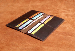 Handmade Leather Mens Cool Long Leather Wallet Clutch Wristlet Wallet for Men