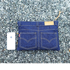 Cool Blue Jean Mens Clutch Bag Wristlet Wallet Zipper Clutch Wallet For Men - iwalletsmen