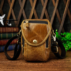Leather Belt Pouch Mens Small Cases Waist Bag Hip Pack Belt Bag Fanny Pack Bumbag for Men