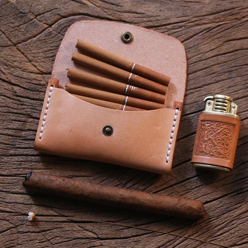 handmade wooden cigarette case Cool Beige Leather Mens Custom Cigarette Holder  iwalletsmen Craft your own leather case with this complete DIY kit Handmade Wooden Beige Leather Mens