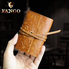Handmade Leather Floral Mens Cool billfold Wallet Card Holder Small Card Slim Wallets for Men