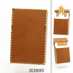 Handmade Cool Leather Mens Cigarette Holder Case Brown Cigarette Holder for Men - iwalletsmen