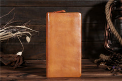 Handmade Leather Mens Clutch Wallet Cool Leather Wallet Long Phone Wallets for Men