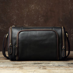 Cool Leather Small Mens Barrel Side Bag Bucket Shoulder Bag Messenger Bag for Men - iwalletsmen