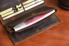 Handmade Leather Mens Cool Long Leather Wallet Cards Clutch Wallet for Men - iwalletsmen