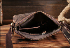 Handmade Leather Mens Cool Small Messenger Bag iPad Bag Chest Bag Bike Bag Cycling Bag for men