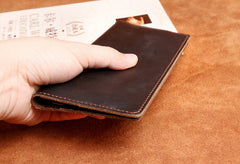 Handmade Leather Mens Cool Long Leather Wallet Clutch Wristlet Wallet for Men
