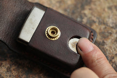 Cool Mens Leather Zippo Lighter Cases with Loop Zippo lighter Holder with clips - iwalletsmen