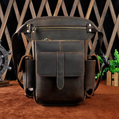 Cool Leather Mens Drop Leg Bag Belt Pouch Bag HIP PACK Waist Bag Shouder Bags For Men - iwalletsmen