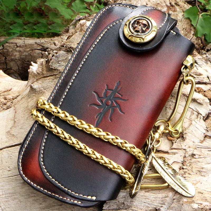 Handmade Leather Mahākāla Mens Chain Biker Wallet Cool Leather