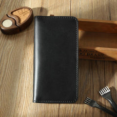 Coffee Leather Mens Bifold Long Wallets Personalized Handmade Coffee Travel Leather Wallet for Men - iwalletsmen