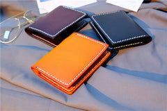 Handmade Leather Mens Cool Slim Front Pocket Card Wallet Leather Wallet Men Small Wallets  for Men