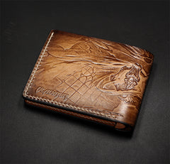 Handmade Leather Tooled League of Legends LOL Vladimir The Crimson Reaper Mens billfold Wallet Cool Leather Wallet Slim Wallet for Men