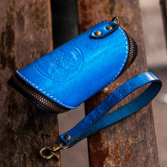 Handmade Leather Tooled Mens Cool Car Key Wallet Coin Wallet Pouch Car KeyChain for Men