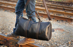 Genuine Leather Mens Cool Weekender Bag Travel Bag Duffle Bags Overnight Bag Holdall Bag for men