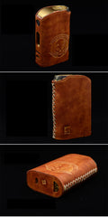 Handmade Leather Brown Mens ASVAPE MICHAEL Cigarette Case Holder for Men - iwalletsmen