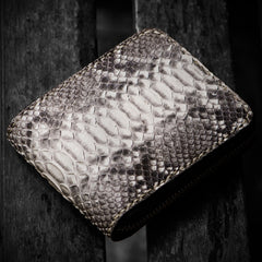 Handmade Leather Boa Skin Tooled Mens billfold Wallet Cool Slim Wallet Biker Wallet for Men