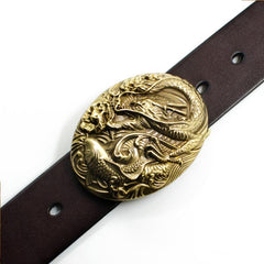 Handmade Genuine Leather Punk Rock Western Country Carp Chinese Dargon Mens Cool Men Biker Trucker Leather Belt