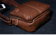 Genuine Leather Mens Cool Messenger Bag Square Bag Chest Bag Bike Bag Cycling Bag for men