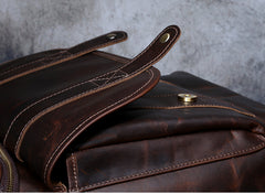 Genuine Leather Mens Cool Backpack Sling Bag Large Black Travel Bag Hiking Bag for men