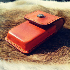 Cool Mens Brown Leather Zippo Lighter Cases with Loop Zippo lighter Holder with clips - iwalletsmen