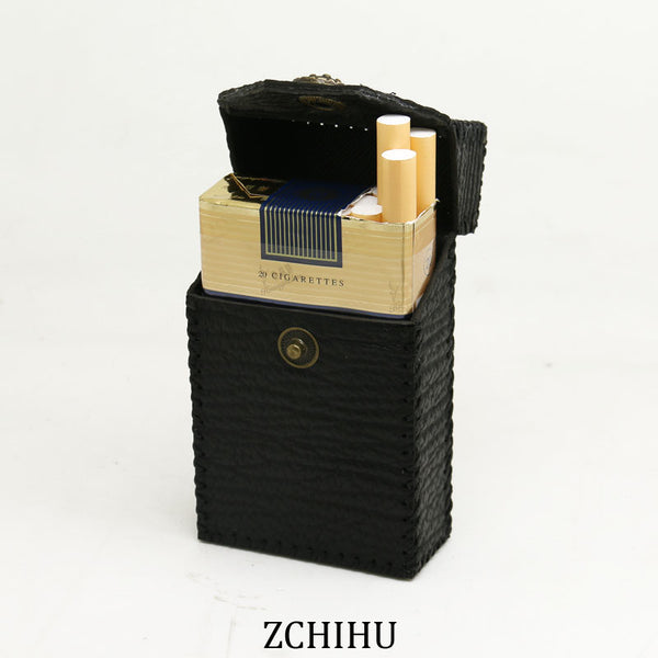 Cool Handmade Sharkskin Mens Black Cigarette Holder Case for Men - iwalletsmen