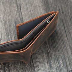 Handmade Leather Mens Cool Slim Leather Wallet Card Wallet Holders Men Small Wallets Trifold for Men