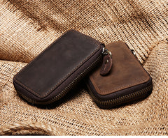 Handmade Leather Mens Cool Key Wallet Car Key Holder Case Card Wallet for Men