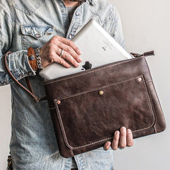 Handmade Leather Mens Cool Long Leather ipad bag Bifold Clutch Wallet for Men - iwalletsmen