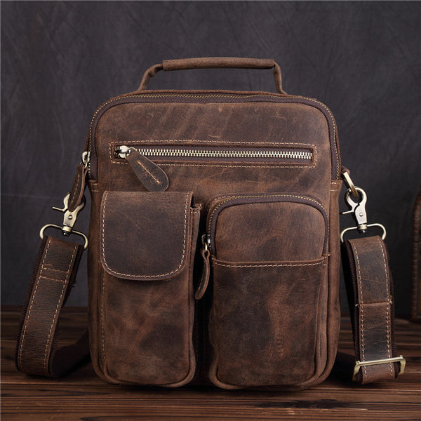 Genuine Leather Mens Cool Messenger Bag Work Bag Satchel Bag Briefcase Bag for men