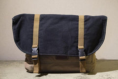 Black Green Canvas Large Messenger Bag Crossbody Bag Black Canvas Satchel Bag For Men - iwalletsmen