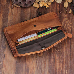 Handmade Leather Mens Cool Long Leather Wallet Bifold Clutch Wallet for Men - iwalletsmen
