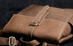 Genuine Leather Mens Cool Backpack Sling Bag Large Black Travel Bag Hiking Bag for men