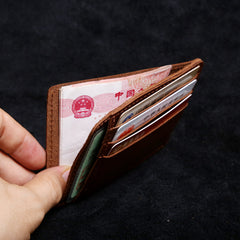 Genuine Leather Mens Cool Slim Front Pocket Wallet Leather Wallet Men Small Wallets  for Men