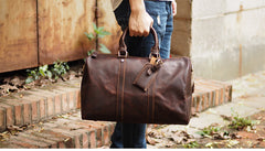 Cool Leather Mens Weekender Bags Vintage Travel Bags Duffle Bag for Men - iwalletsmen