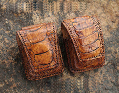 Cool Mens Brown Leather Zippo Lighter Cases with Loop Zippo lighter Holders with clips - iwalletsmen