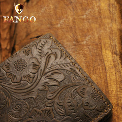 Floral Wallet Women Short Wallet Women Leather Wallet Womens Bifold Wallet Dark Brown Women's Small Wallet