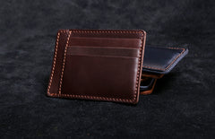 Genuine Leather Mens Cool Slim Front Pocket Wallet Leather Wallet Men Small Wallets  for Men