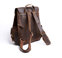 Handmade Leather Mens Cool Backpack Sling Bag Large Black Travel Bag Hiking Bag for men