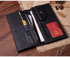 Handmade Leather Mens Clutch Wallet Cool Leather Wallet Long Phone Wallets for Men