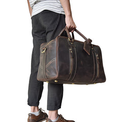 Genuine Leather Mens Cool Weekender Bag Travel Bag Duffle Bags Overnight Bag Holdall Bag for men
